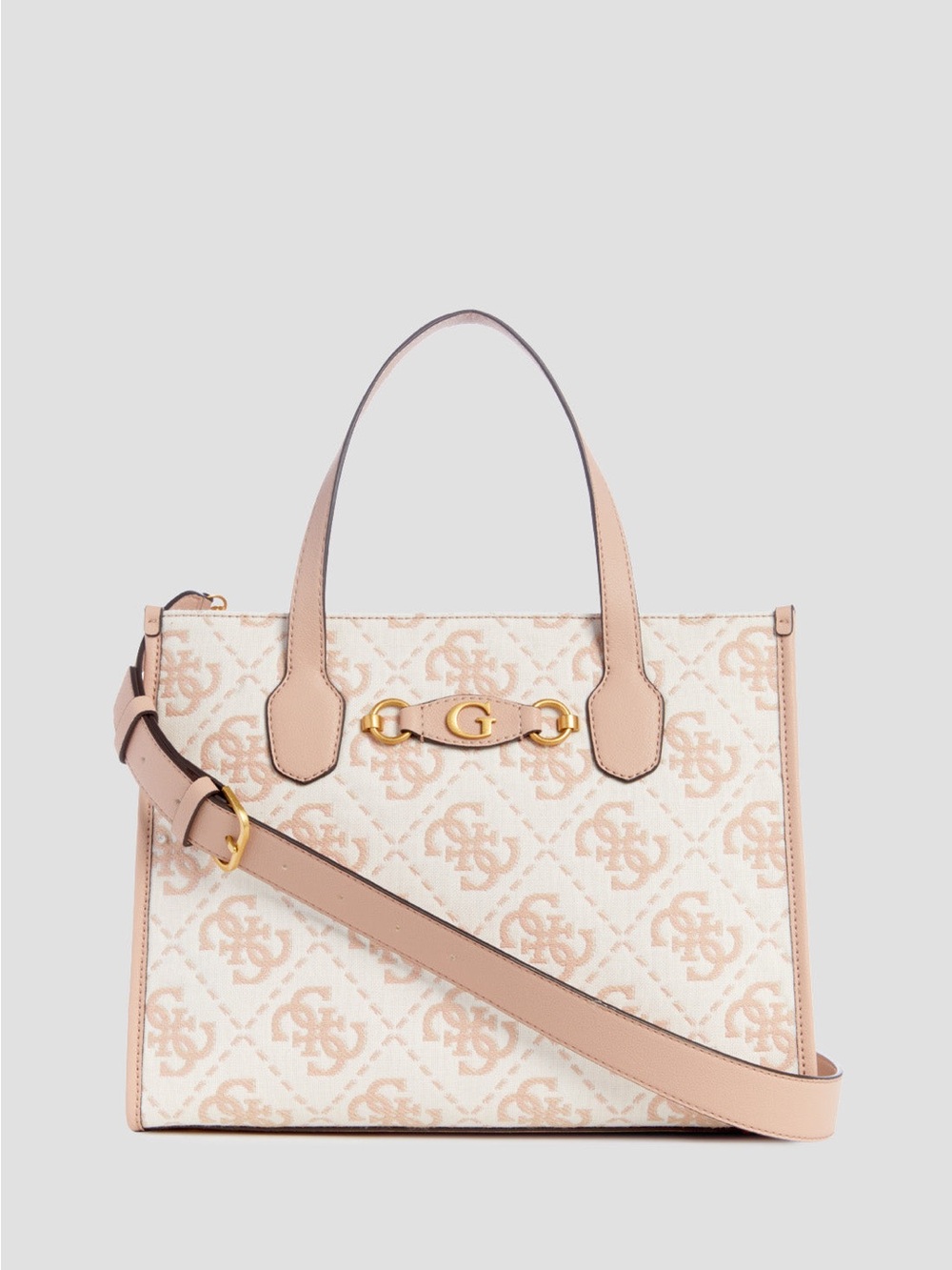 Guess Blush Logo-Print Top Handle Tote with Gold Accent